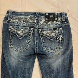 Miss Me Blue Jeans with Silver Embellishments
